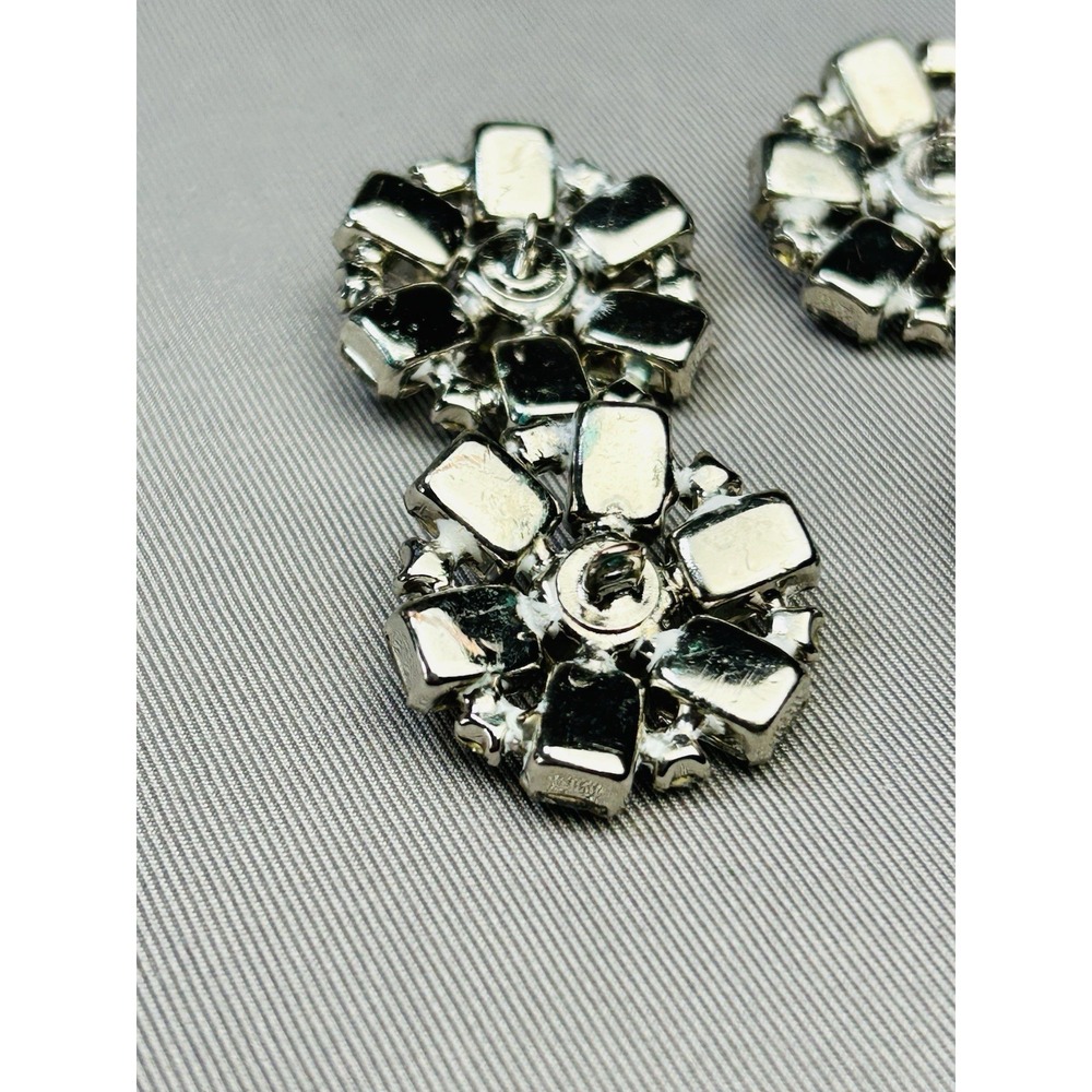 Metal & Rhinestone Large Flower Buttons Set Of 4 - Picture 8 of 9